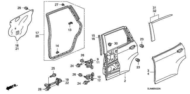 2007 Honda Fit Rear Door Panels Diagram