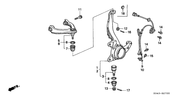 1996 Honda Civic Sensor Assembly, Left Front Diagram for 57455-S04-802