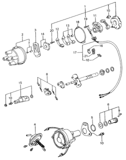 1981 Honda Civic 4 Door ** (1500) KH HMT Distributor Components Diagram