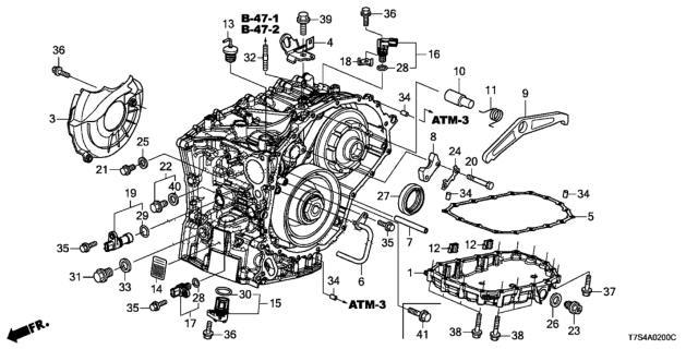 2016 Honda HR-V AT Transmission Case Components Diagram