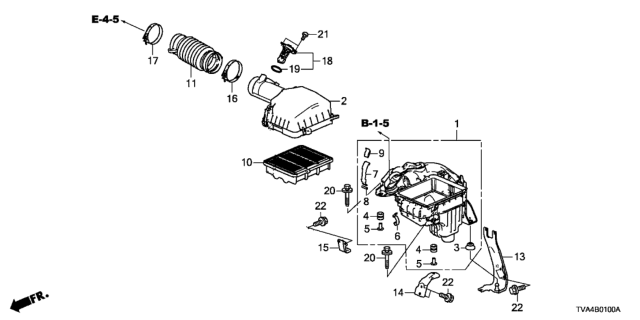 2018 Honda Accord Element Assembly, Air Cleaner Diagram for 17220-6A0-A00