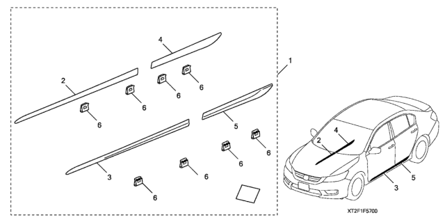 2016 Honda Accord Clip, Door Garnish Diagram for 08F57-T2M-70005