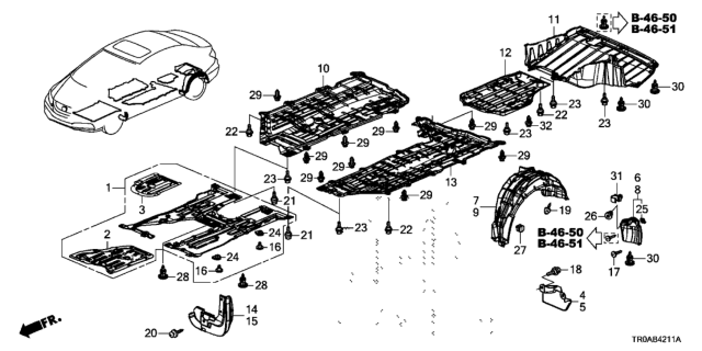 2013 Honda Civic Cover Assy., L. FR. Floor (Lower) Diagram for 74657-TR3-A00