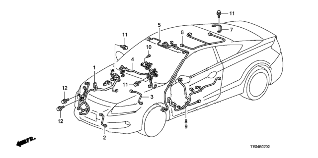 2009 Honda Accord Sub-Wire, Defogger Diagram for 32202-TE0-A01