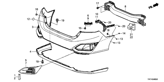 2020 Honda Clarity Fuel Cell Rear Bumper Diagram