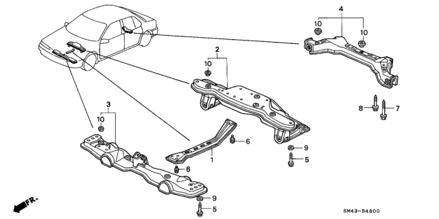 1993 Honda Accord 4 Door EX KA 5MT Cross Beam Diagram