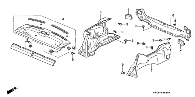 1994 Honda Civic Rear Tray - Trunk Garnish Diagram