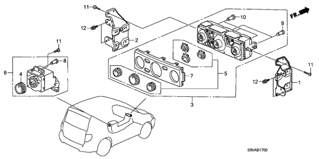 2008 Honda Pilot Knob Diagram for 79601-S9V-A72