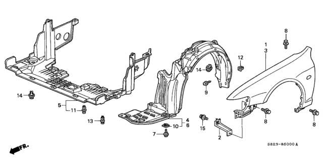 2002 Honda Accord 2 Door EX KA 5MT Front Fender Diagram