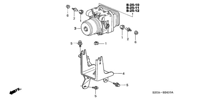 2004 Honda Insight Bracket, Modulator Diagram for 57115-S3Y-000