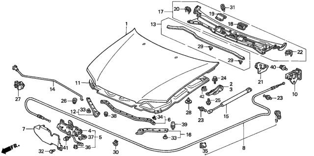 2002 Honda Accord 4 Door LX (V6) KA 4AT Hood Diagram