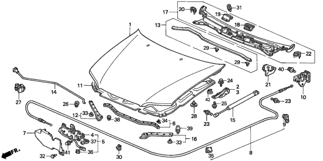 2002 Honda Accord Lever Assy., Hood Wire *NH167L* (GRAPHITE BLACK) Diagram for 74135-SM4-A01ZA