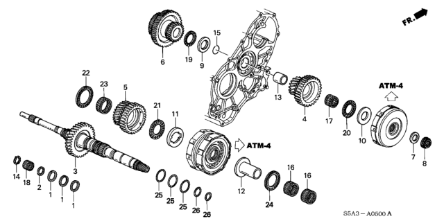 2003 Honda Civic 4 Door LX (SIDE SRS) KA 4AT AT Mainshaft Diagram