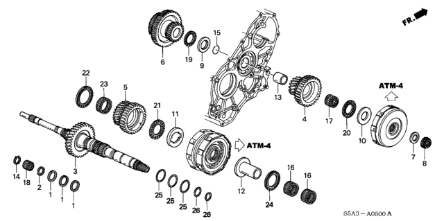 2003 Honda Civic AT Mainshaft Diagram