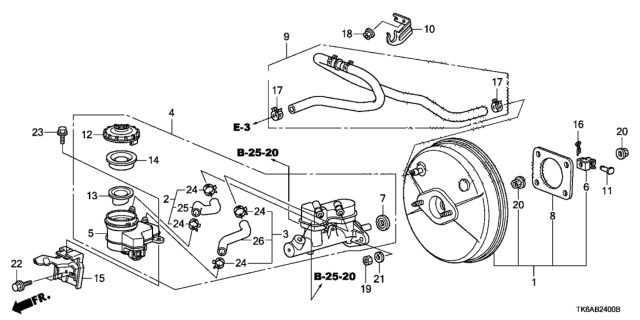 2013 Honda Fit Bracket, Master Power Tube Diagram for 46406-TF0-000