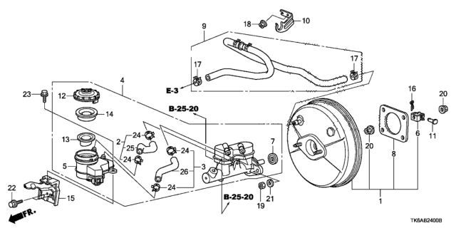 2013 Honda Fit Bracket, Reserve Tank Diagram for 46674-TF0-G00