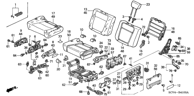 2004 Honda Element Pad Assembly, Right Rear Seat-Back Diagram for 82122-SCV-A01