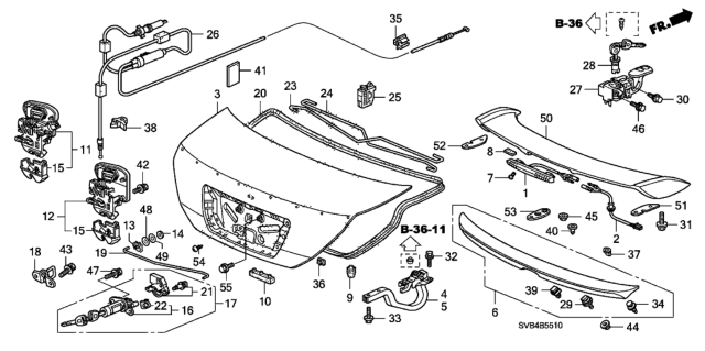 2010 Honda Civic Bolt, Tailgate Spoiler Diagram for 71703-S6M-003