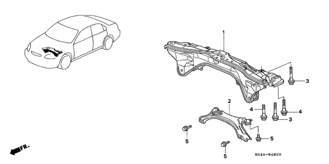 1998 Honda Civic Rear Beam Diagram