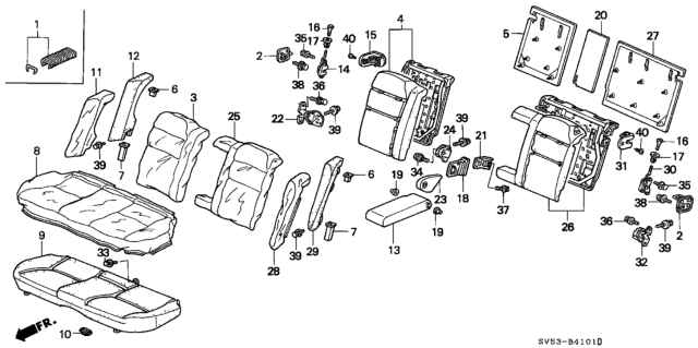 1996 Honda Accord Bracket, Center Seat Pivot Diagram for 82295-SV5-A03