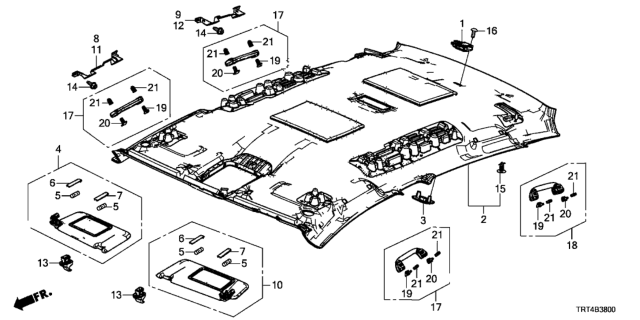 2018 Honda Clarity Fuel Cell Roof Lining Diagram