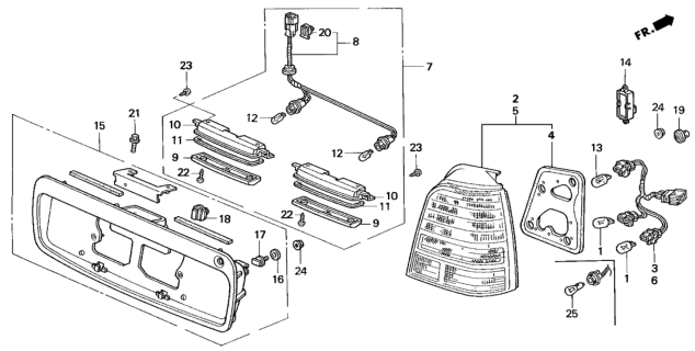 1998 Honda Odyssey Garnish Assembly, Rear License (Dark Currant Pearl) Diagram for 74890-SX0-000ZP