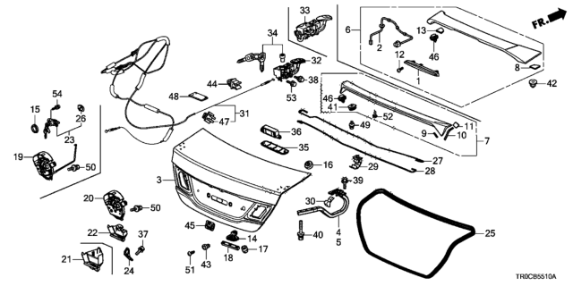 2015 Honda Civic Lid, Trunk Diagram for 68500-TR3-A30ZZ