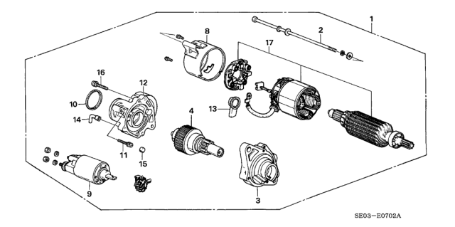 1989 Honda Accord Starter Motor (Mitsuba) Diagram