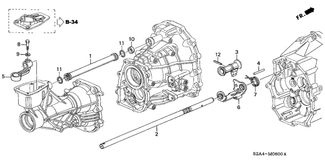 2001 Honda S2000 Pipe, Shift Rod Diagram for 21601-PCY-000