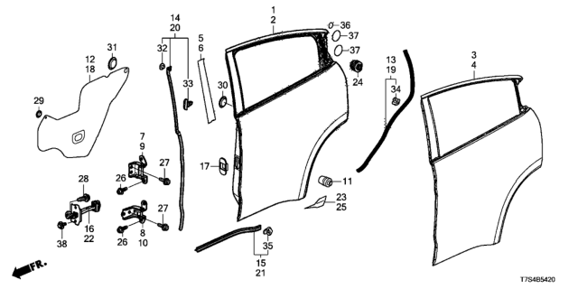 2017 Honda HR-V Panel, R. RR. Door (DOT) Diagram for 67510-T7W-A90ZZ