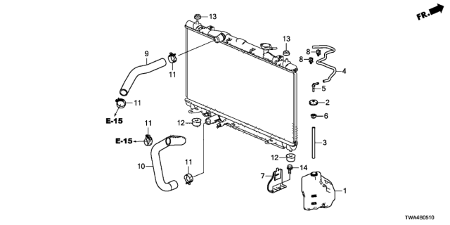 2021 Honda Accord Hybrid Radiator Hose - Reserve Tank Diagram