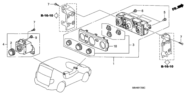 2004 Honda Pilot Knob Diagram for 79602-S9V-A01