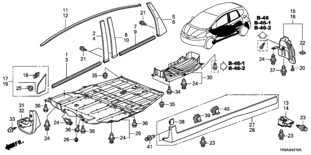 2013 Honda Fit Molding Diagram