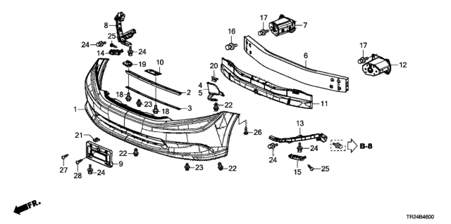 2012 Honda Civic 4 Door MX (HYBRID LEATHER HEAT) KL CVT Front Bumper Diagram
