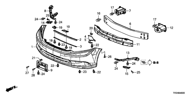 2012 Honda Civic Spoiler, Front Lip Diagram for 71110-TR2-A00