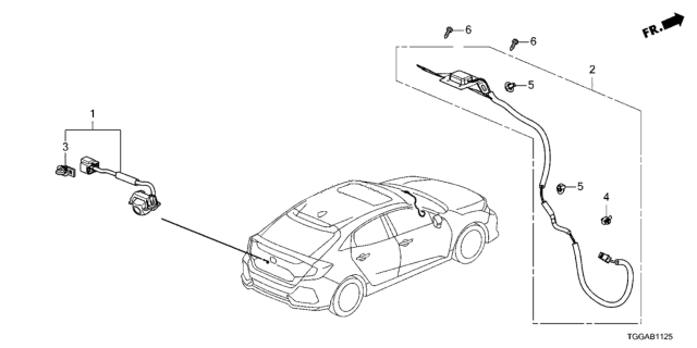 2021 Honda Civic GPS Antenna - Rearview Camera Diagram