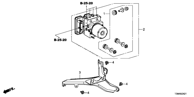 2017 Honda Accord Modulator Assy., Vsa Diagram for 57111-T3L-X23