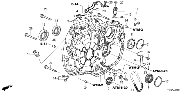 2021 Honda Civic AT Torque Converter Case Diagram