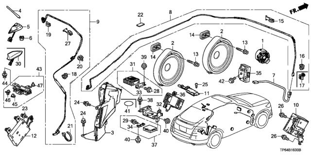 2014 Honda Crosstour Speaker Assembly, Tweeter (Foster) Diagram for 39120-STK-A22