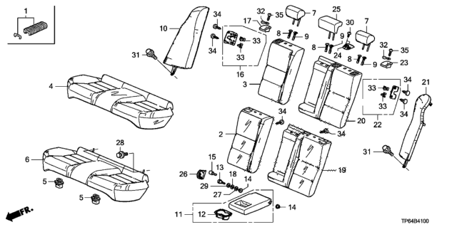 2013 Honda Crosstour Armrest Assembly, Rear Seat (Graphite Black) (Leather) Diagram for 82180-TP6-A12ZA