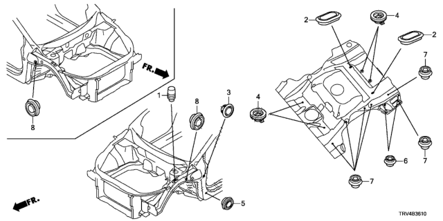 2018 Honda Clarity Electric 4 Door TRNG (CLARITY ELC) KA 1AT Grommet (Front) Diagram
