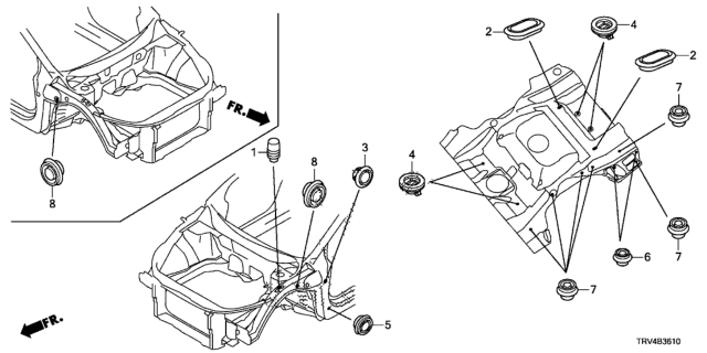 2019 Honda Clarity Electric Grommet (Front) Diagram