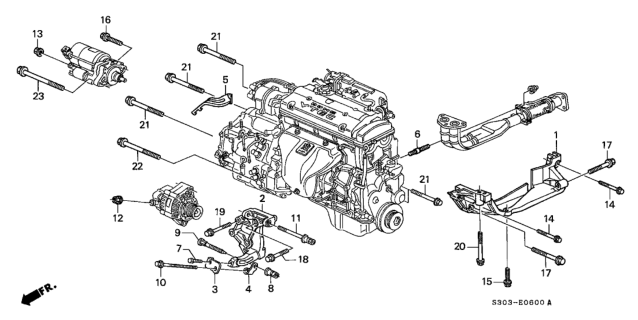 1997 Honda Prelude Stiffener, Engine Diagram for 11950-P5K-000