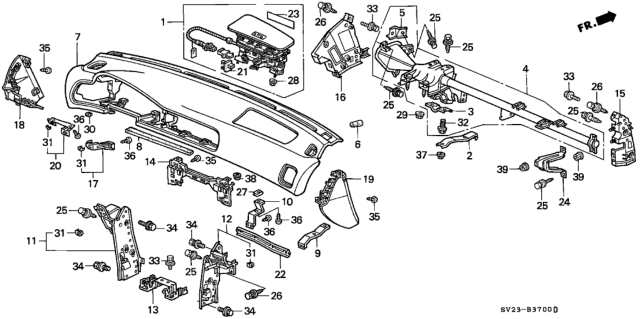 1994 Honda Accord 2 Door EX KA 5MT Instrument Panel Diagram