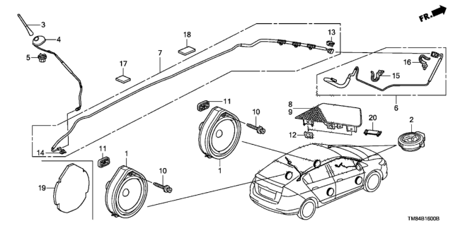 2010 Honda Insight Lid, L. Tweeter *B157L* (DARK ROYAL BLUE) Diagram for 77136-TM8-000ZA