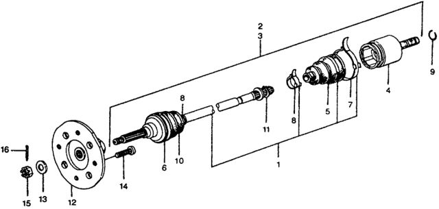 1979 Honda Civic Driveshaft - Hub Diagram