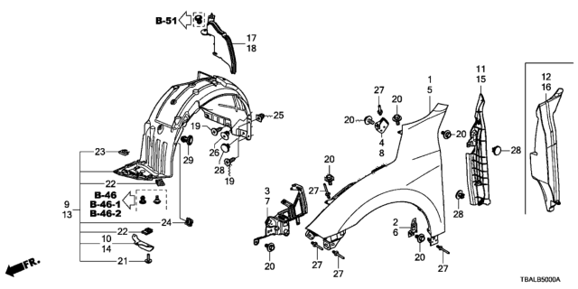 2020 Honda Civic Front Fenders Diagram