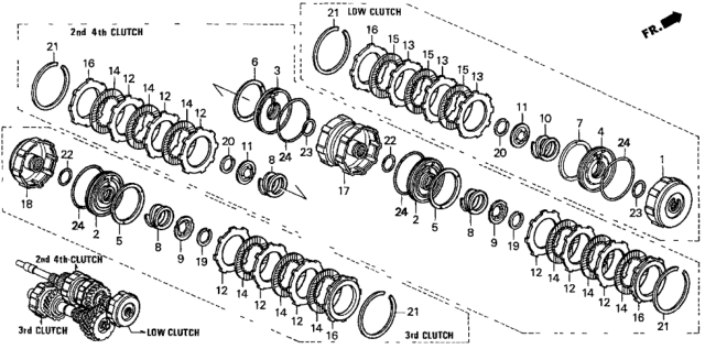 1996 Honda Del Sol 2 Door SI KA 4AT AT Clutch Diagram