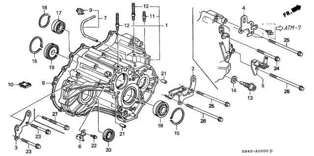 2002 Honda Accord 2 Door LX KA 4AT AT Transmission Housing Diagram