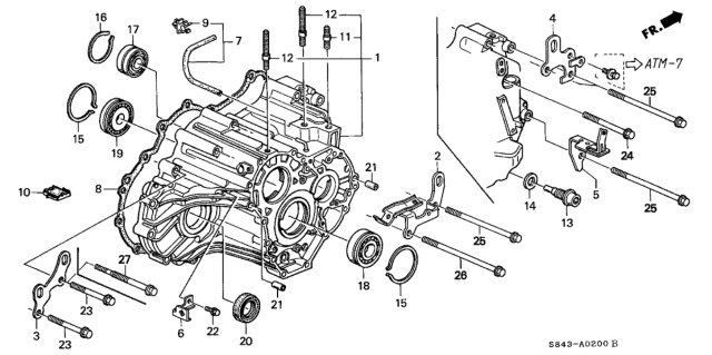 2002 Honda Accord AT Transmission Housing Diagram